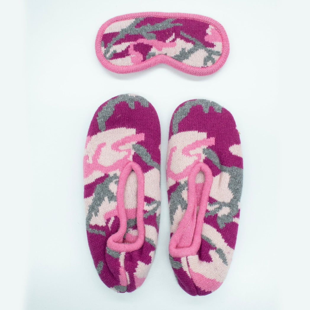 Camouflage slipper and mask travel set-4